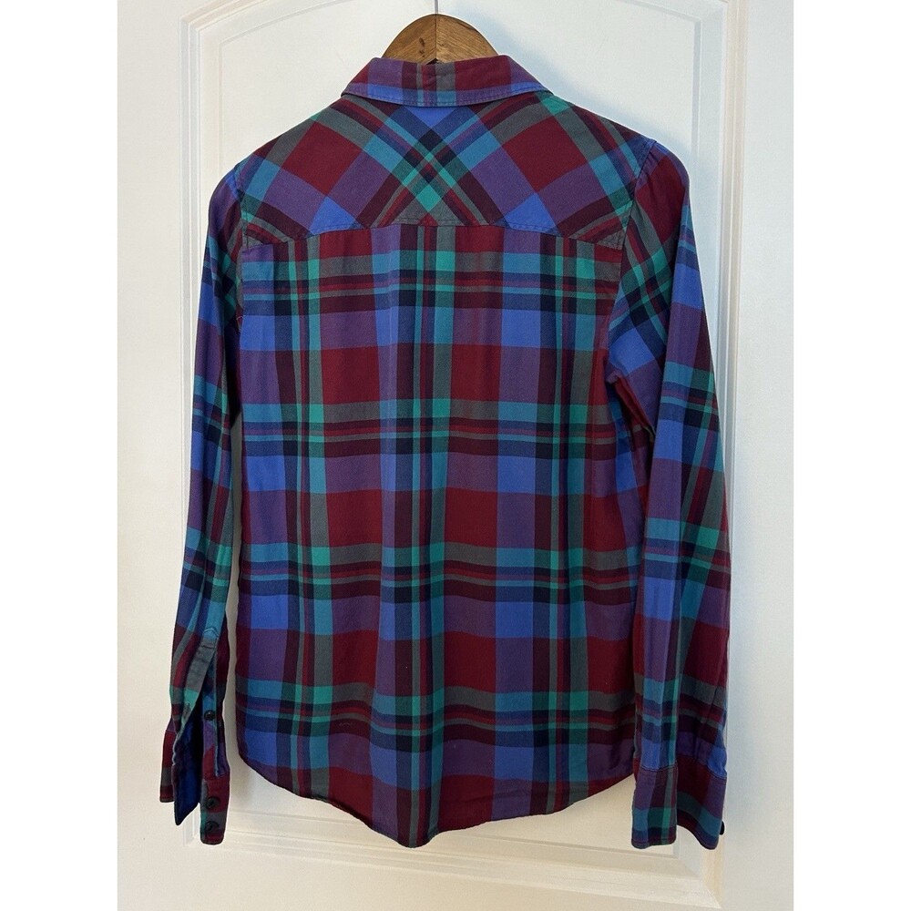 J Crew Shirt Size 6 Button-Up Tartan Plaid Blue Green Academia Utility Preppy - Picture 6 of 13